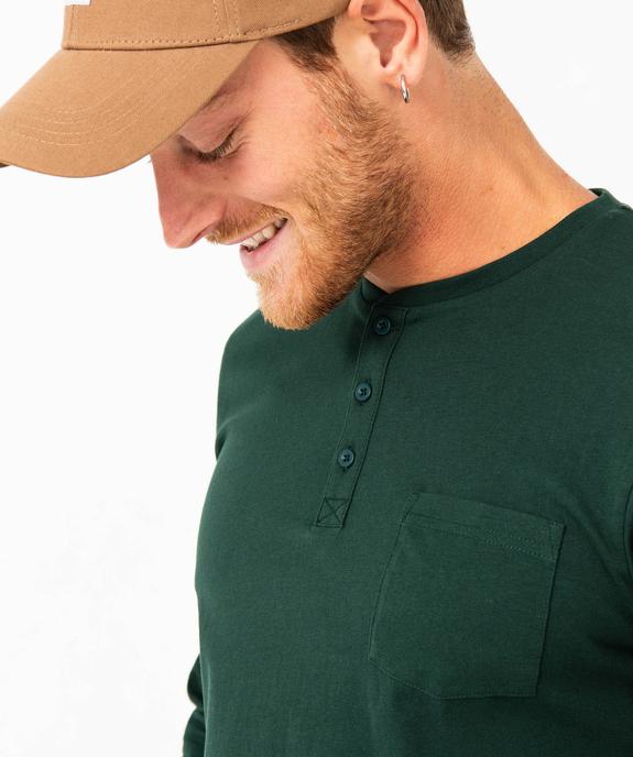 Tee-shirt à manches longues et col tunisien homme vue2 - GEMO 4G HOMME - GEMO