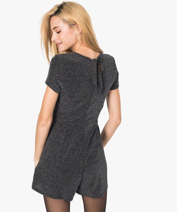 Combishort femme pailleté à manches courtes et haut cache-cœur vue3 - FOLLOW ME - GEMO
