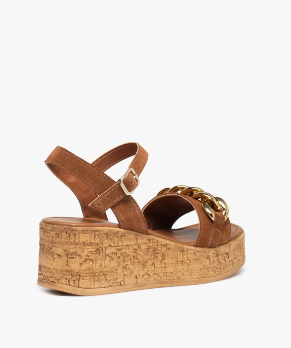 Sandales femme plateforme dessus cuir et chaîne – Tanéo vue4 - TANEO - GEMO