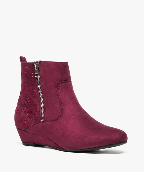 Bottines fille tige à paillettes et dessus velours vue2 - GEMO (ENFANT) - GEMO