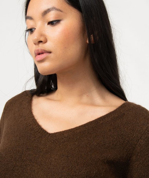Pull femme à grand col V fantaisie vue2 - GEMO(FEMME PAP) - GEMO