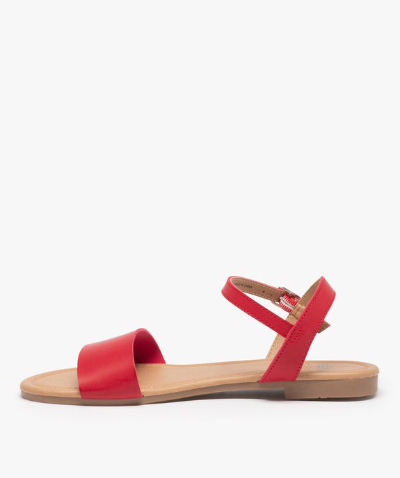 Nu-pieds femme unis à talon plat et bride large vue3 - GEMO (CASUAL) - GEMO