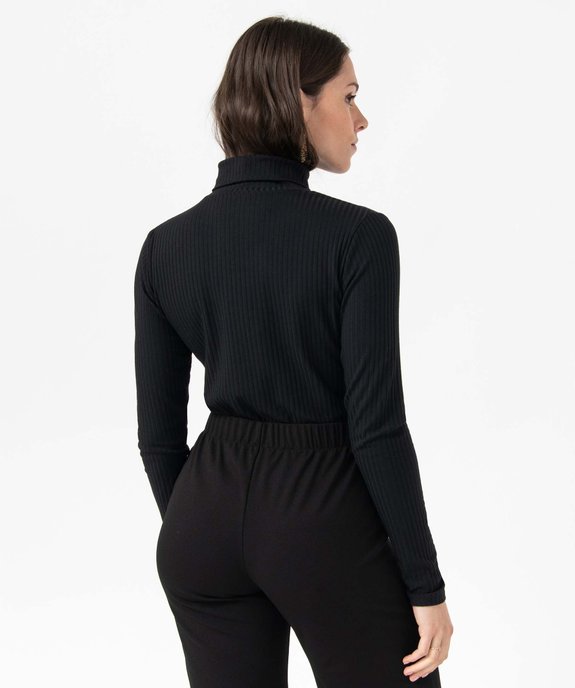 Tee-shirt femme en maille côtelée avec col roulé vue3 - GEMO(FEMME PAP) - GEMO