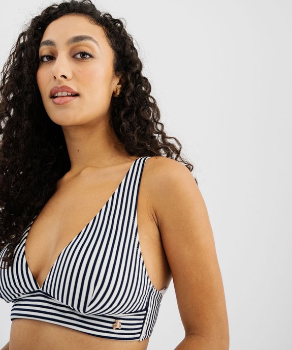 Haut de maillot de bain rayé forme triangle femme - LuluCastagnette vue5 - LULUCASTAGNETTE - GEMO