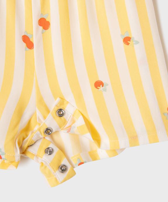 Combishort en viscose rayée et imprimé bébé fille vue2 - GEMO 4G BEBE - GEMO