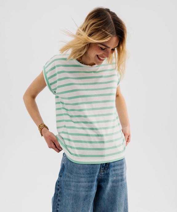 Tee-shirt rayé à manches ultra courtes femme vue1 - GEMO 4G FEMME - GEMO
