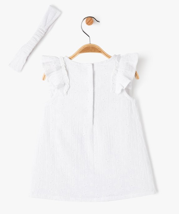 Ensemble bébé fille 2 pièces : robe + bandeau à cheveux en dentelle anglaise vue3 - GEMO(BB COUCHE) - GEMO