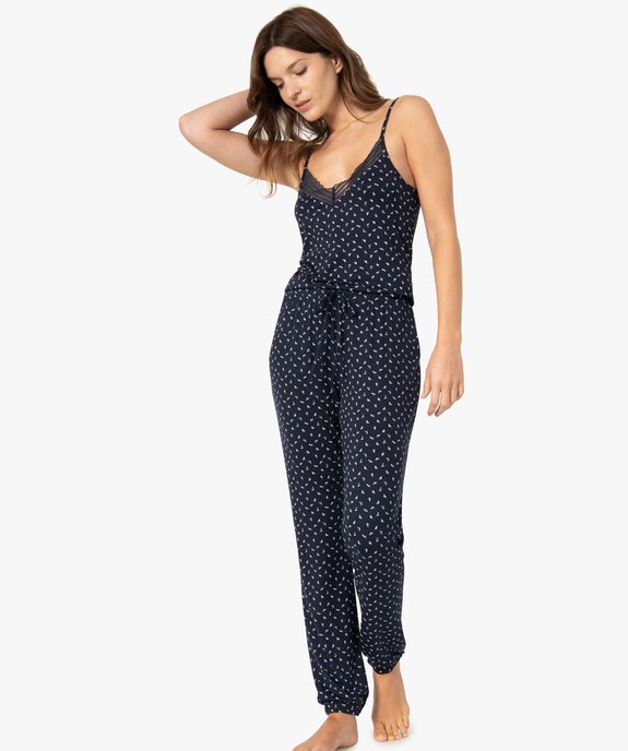 Pantalon de pyjama en maille fine avec bas resserré femme vue5 - GEMO 4G FEMME - GEMO
