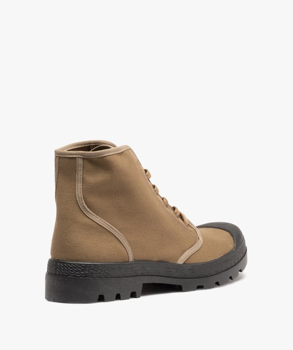 Baskets homme montantes en toile et semelle crantée vue4 - GEMO (CASUAL) - GEMO