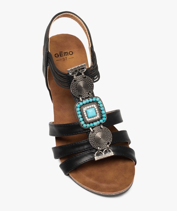 Sandales femme à talon dessus uni orné de perles et métal vue5 - GEMO(URBAIN) - GEMO