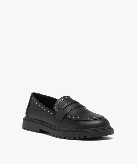 Mocassins fille unis à clous dorés avec semelle crantée vue2 - GEMO (ENFANT) - GEMO