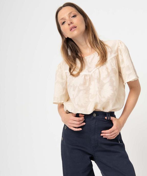 Blouse femme à motifs fleuris avec dentelle vue2 - GEMO(FEMME PAP) - GEMO