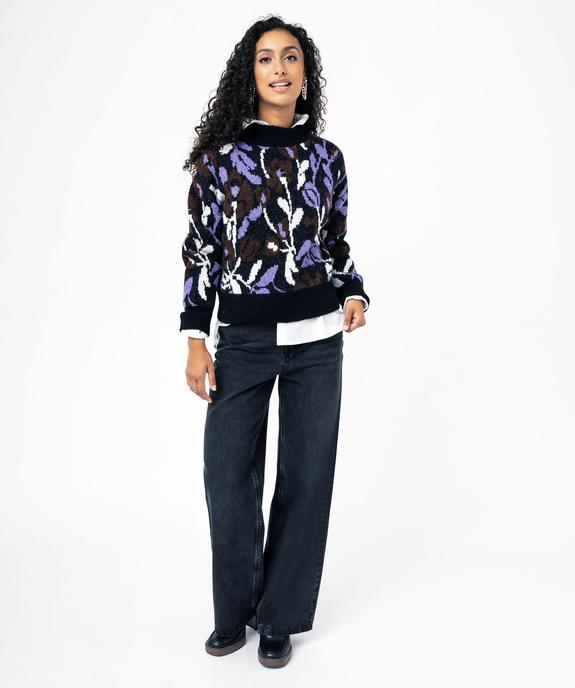 Pull court en jacquard fleuri femme vue5 - GEMO(FEMME PAP) - GEMO