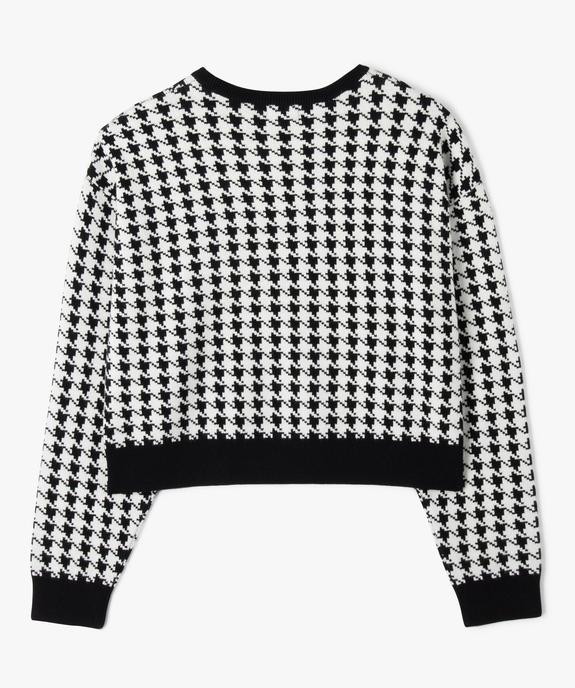 Pull court à col rond à motif pied de coq fille vue5 - GEMO (ENFANT) - GEMO
