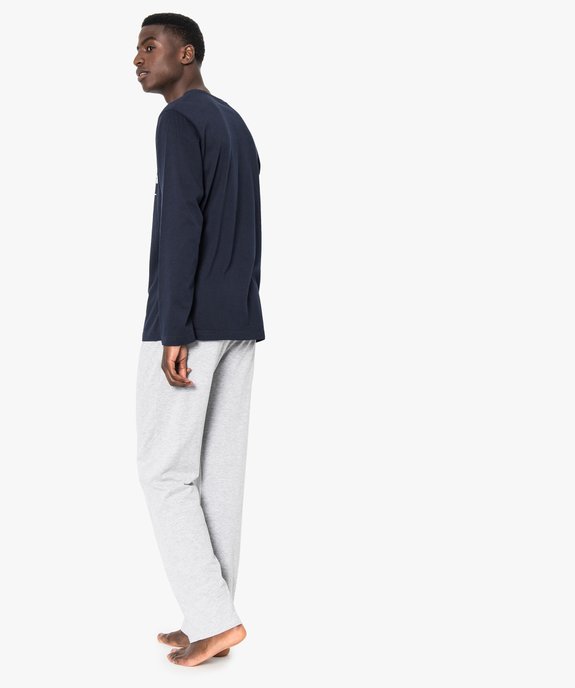 Pyjama à manches longues et pantalon large homme vue3 - GEMO 4G HOMME - GEMO