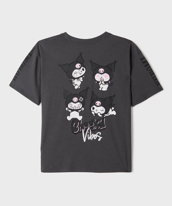 Tee-shirt manches courtes en jersey de coton imprimé devant et dos fille - Kuromi vue3 - KUROMI - GEMO