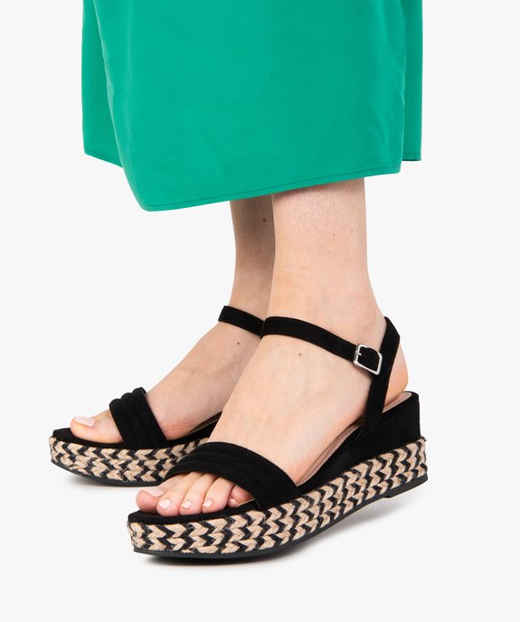 Sandales femme compensées à brides suédées vue1 - GEMO(URBAIN) - GEMO
