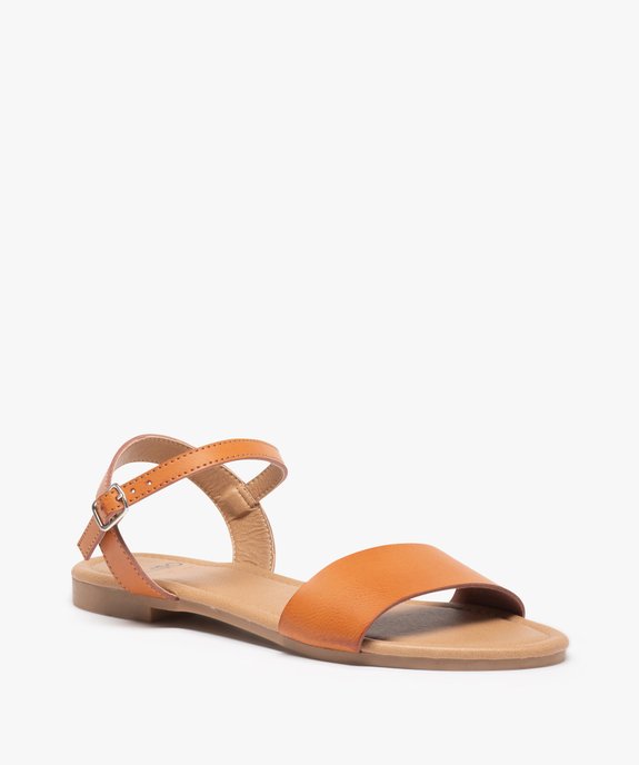 Nu-pieds femme unis à talon plat et bride large vue2 - GEMO (CASUAL) - GEMO
