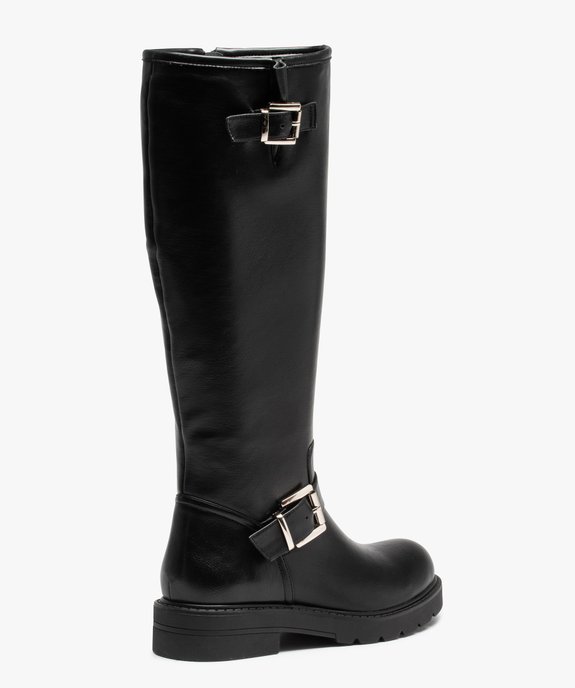 Bottes femme unies à talon plat style motardes vue5 - GEMO (CASUAL) - GEMO