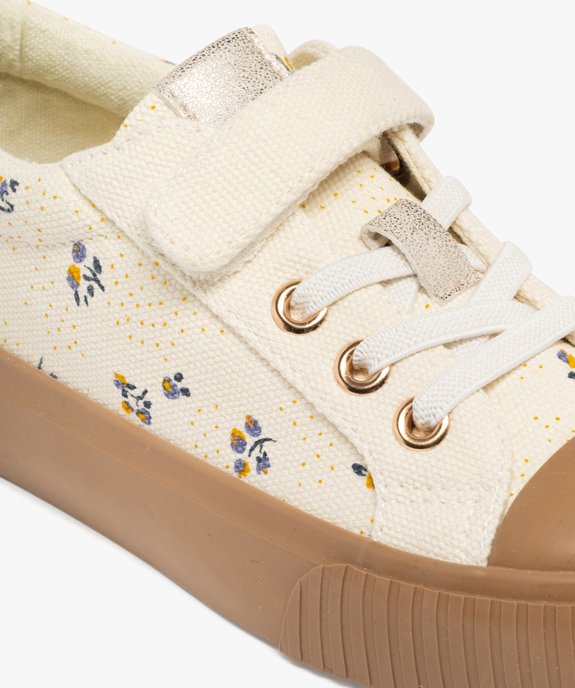 Baskets fille en toile fleurie avec scratch et semelle épaisse contrastante vue7 - LOVELY WINGS GEMO FOR GOOD - GEMO