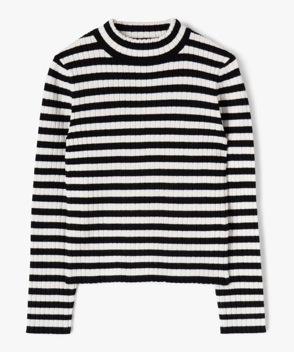 Pull rayé en maille côtelée fille - GEMO (ENFANT) Pull rayé en maille côtelée fille vue1 - GEMO (ENFANT) - GEMO