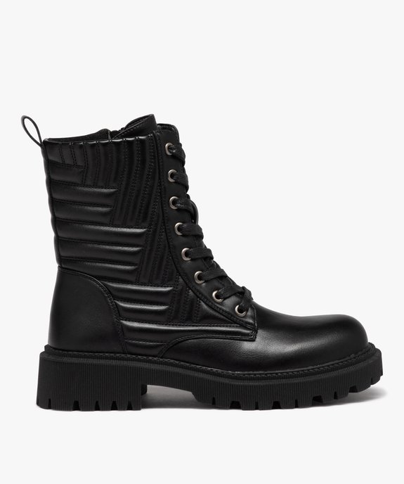 Boots motardes à tige matelassée et grosse semelle crantée femme vue2 - GEMO (CASUAL) - GEMO