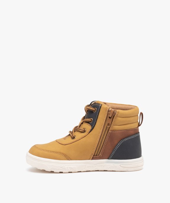 Boots garçon mid-cut à zip avec lacets ronds bicolores vue4 - GEMO (ENFANT) - GEMO