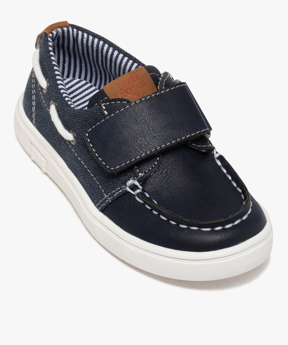 Chaussures bateau garçon bi-matières à scratch vue5 - GEMO (ENFANT) - GEMO