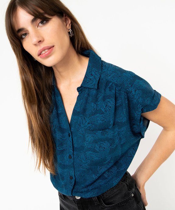 Chemise à manches courtes imprimée femme vue2 - GEMO 4G FEMME - GEMO