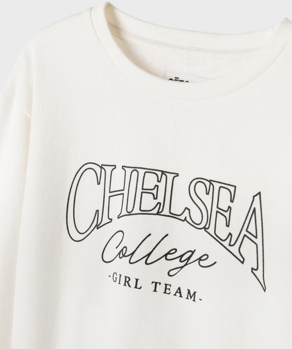 Sweat molletonné avec inscriptions fille vue2 - GEMO 4G FILLE - GEMO