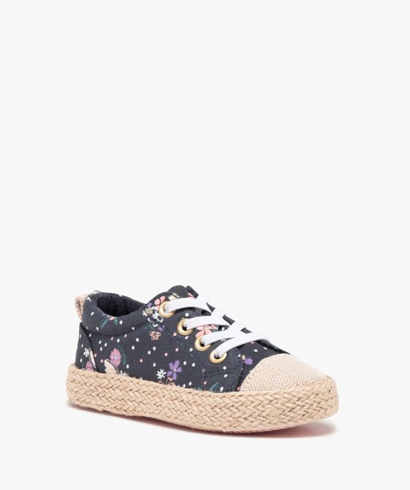 Baskets fille en toile à lacets élastiques et semelle cordelette vue2 - GEMO 4G FILLE - GEMO