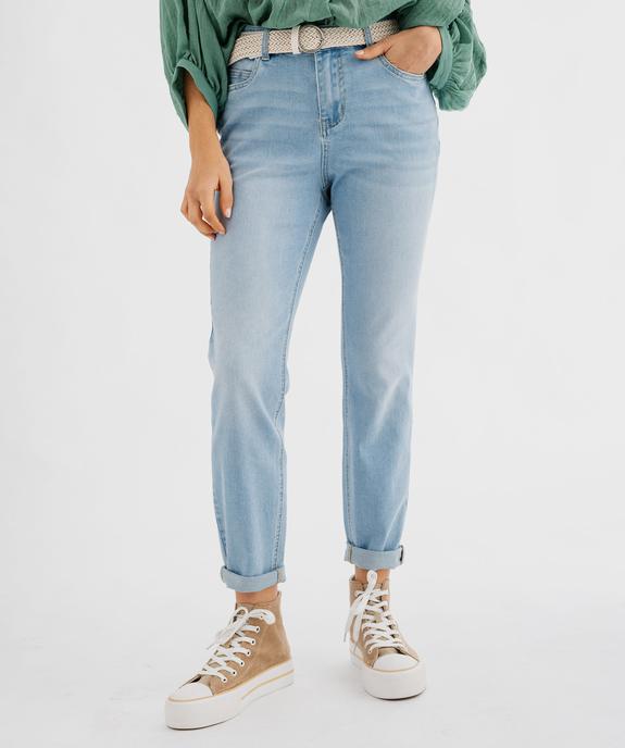 Jean Slim longueur 7/8ème avec ceinture femme vue1 - GEMO(FEMME PAP) - GEMO