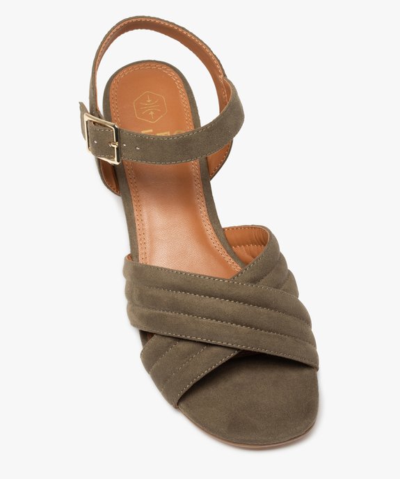 Sandales femme à brides matelassées en suédine et petit talon vue5 - GEMO(URBAIN) - GEMO