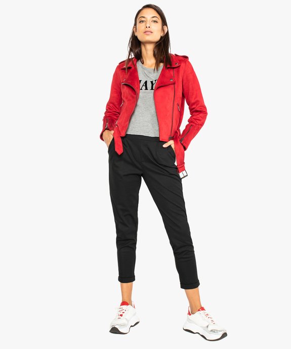 Blouson style perfecto aspect suédine vue5 - FOLLOW ME - GEMO