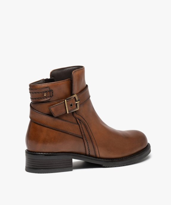 Boots femme à talon plat dessus cuir vieilli - Tanéo vue5 - TANEO - GEMO