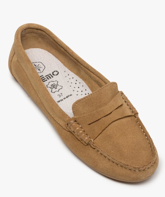 Mocassins femme en cuir uni et semelle à picots vue5 - GEMO (CASUAL) - GEMO