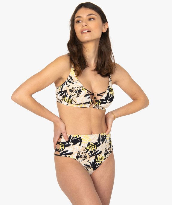 Haut de maillot de bain femme triangle avec anneaux métalliques vue3 - GEMO (PLAGE) - GEMO