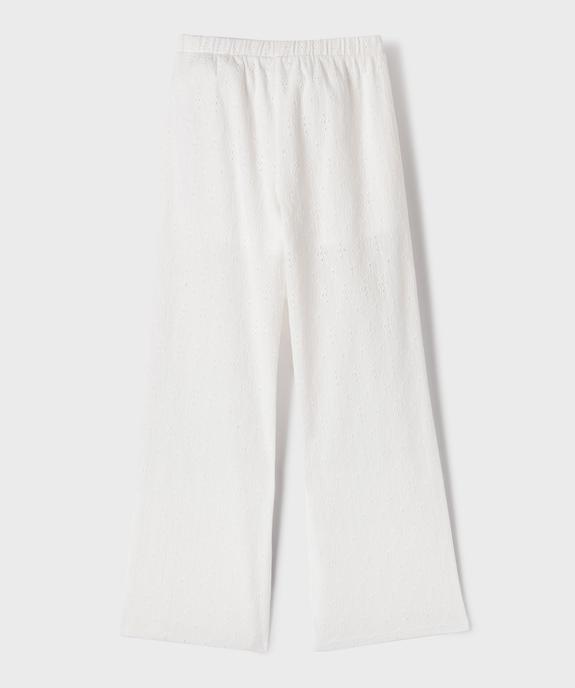Pantalon large en broderie anglaise avec taille élastique fille vue3 - GEMO (JUNIOR) - GEMO