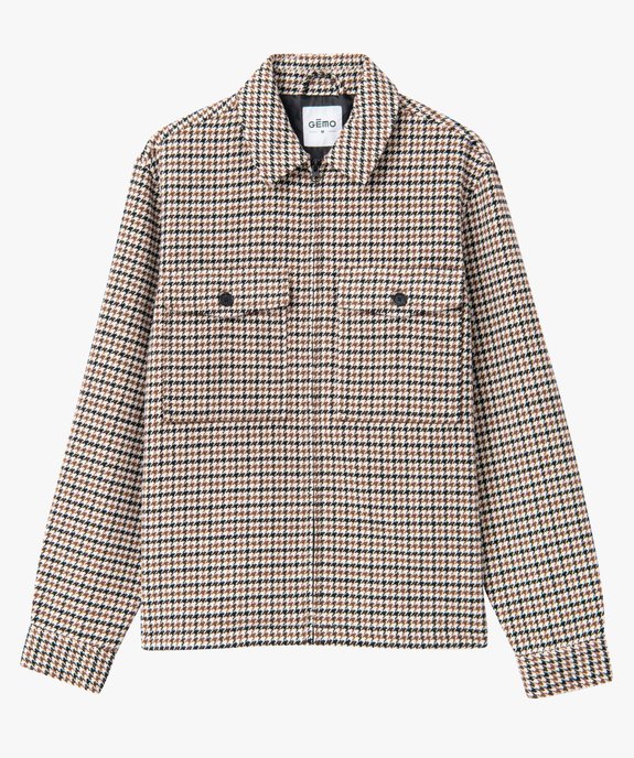 Veste homme zippée à motif pied de coq vue4 - GEMO (HOMME) - GEMO