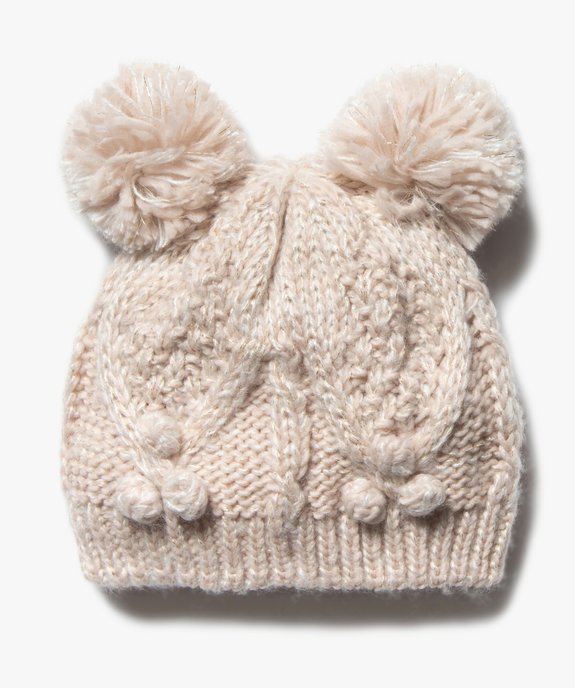 Bonnet fille à pompons et maille pailletée vue1 - GEMO (ENFANT) - GEMO