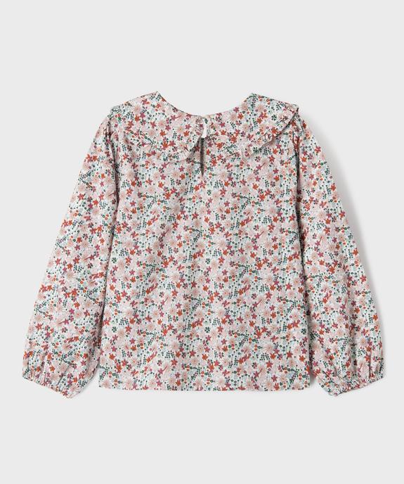 Chemise à motifs fleuris avec grand col Claudine fille vue4 - GEMO (ENFANT) - GEMO