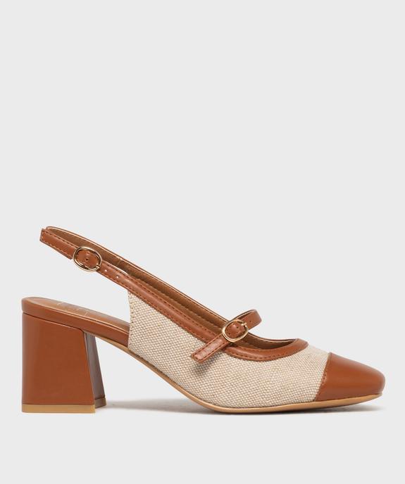 Escarpins slingbacks à talon large, bout carré et brides femme vue1 - FOLLOW ME - GEMO