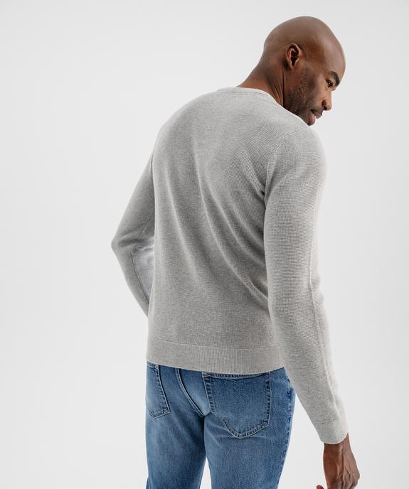 Pull col rond en coton uni homme vue8 - GEMO (HOMME) - GEMO