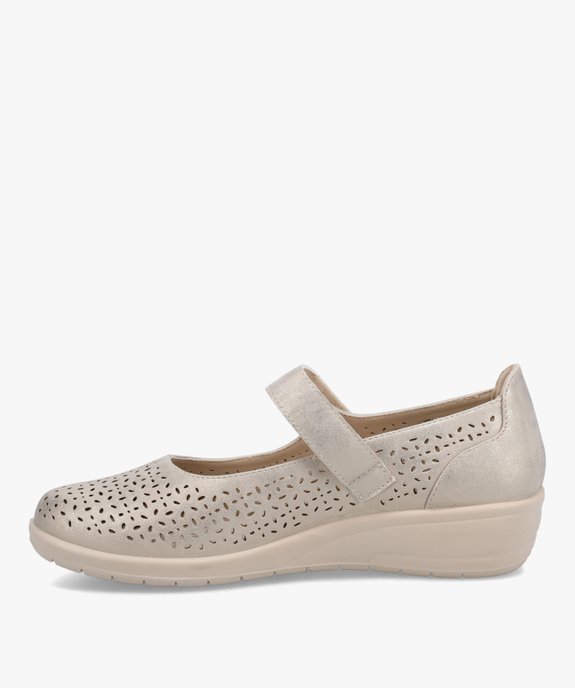 Ballerines femme confort à bride scratch dessus ajouré vue3 - GEMO (CONFORT) - GEMO