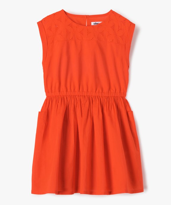 Robe fille en voile de coton et broderie anglaise vue1 - GEMO (ENFANT) - GEMO