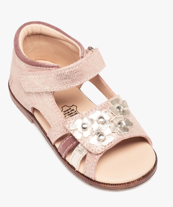 Sandales bébé fille à brides scratch et fleurs en cuir – NA! vue5 - NA! - GEMO