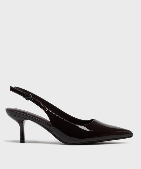 Escarpins sling-back vernis à bout pointu et talon fin femme- Follow Me vue1 - FOLLOW ME - GEMO
