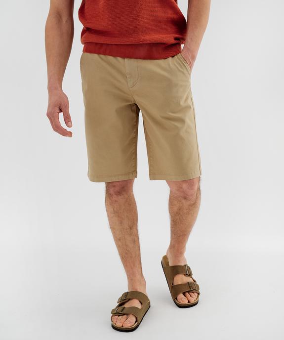 Bermuda en coton extensible coupe Regular avec ceinture tressée homme vue1 - GEMO 4G HOMME - GEMO