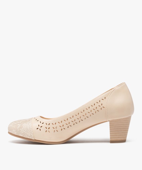 Escarpins femme à talon dessus ajouré et métallisé vue3 - GEMO(URBAIN) - GEMO