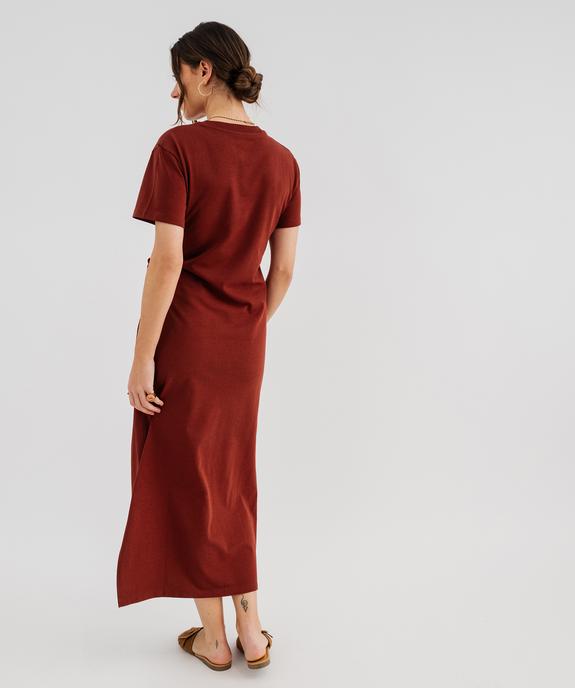 Robe longue à manches courtes en jersey de coton femme vue3 - GEMO(FEMME PAP) - GEMO